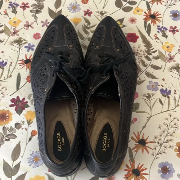 Bocage Paris leather pointed toe lace up rare shoes size 40 - Picture 6 of 13